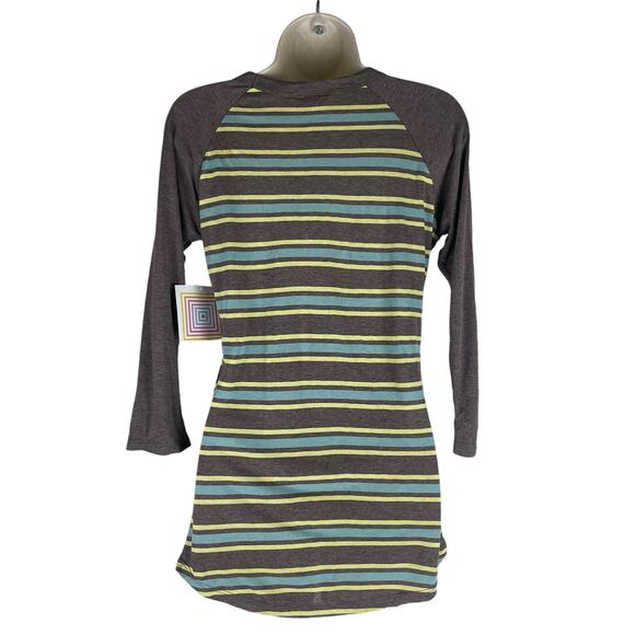 Lularoe Randy 3/4 Sleeve Striped Crewneck Tee Brown Green Size XXS - Picture 5 of 7